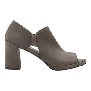 Eileen Fisher Milton Tumbled Nubuck Leather Size 8.5 Peep Toe Heel Graphite